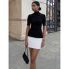 Abito Estivo Mini da Donna a Contrasto Casual Vita Alta Manica Corta Sexy Skinny Patchwork Bodycon Abito Mini da Donna