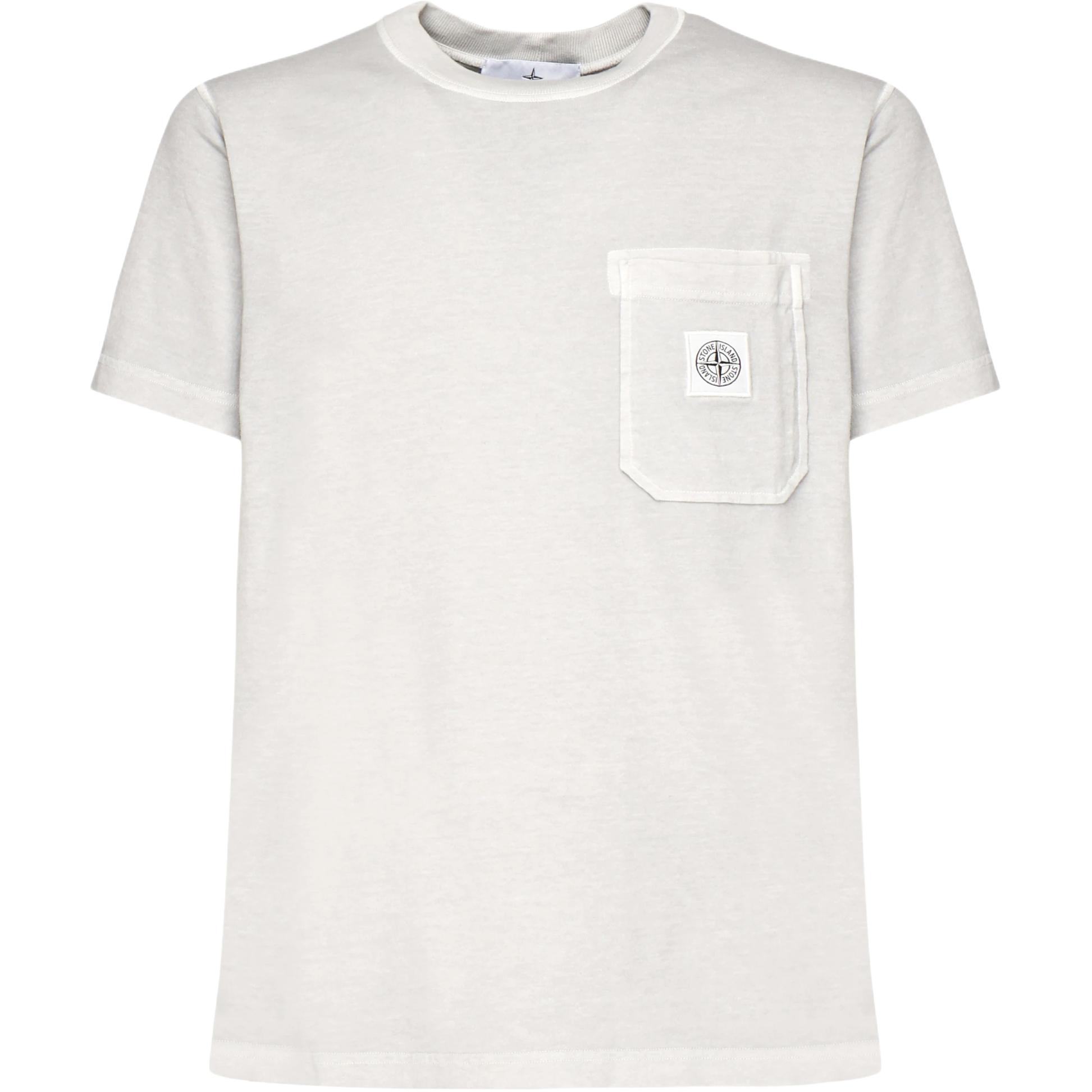 Stone Island Plain Logo Slim Fit Short Sleeve T-Shirt Men tops Gray K1S1521002-19S0057-V0161 L
