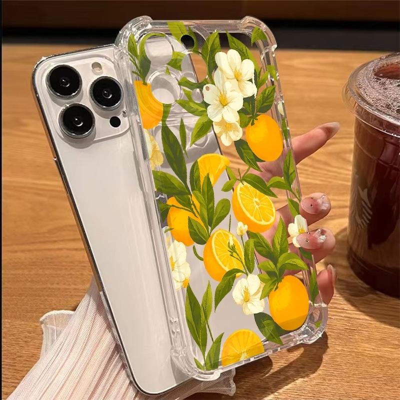 

Летний прозрачный чехол для телефона с лимонным цветочным узором для iPhone 17 Pro Max 16 15 14 13 Pro 12 11 XS XR X 15 Plus 17 Air Cover iPhone XR