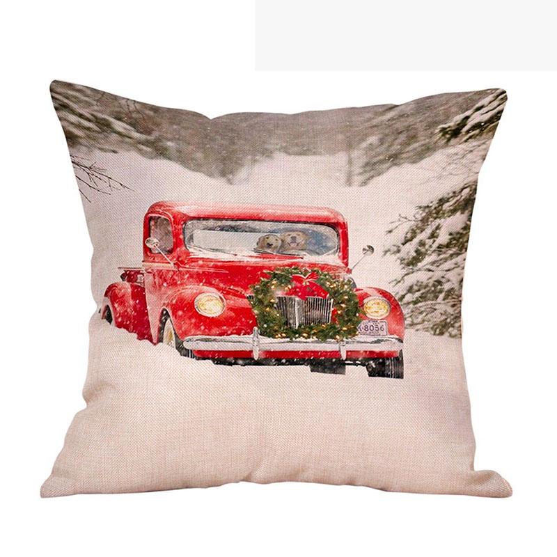 Luxurious 18'' Xmas Cotton Pillow Case Linen Cushion Cover For Merry Christmas Home Decoration