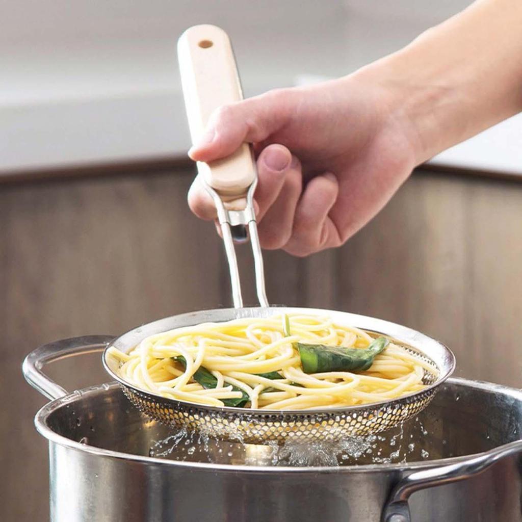 Skumslev Ergonomiskt Handtag Multifunktionell Pastasilsked för Matlagning Potatischips Kök Fritering Avrinning
