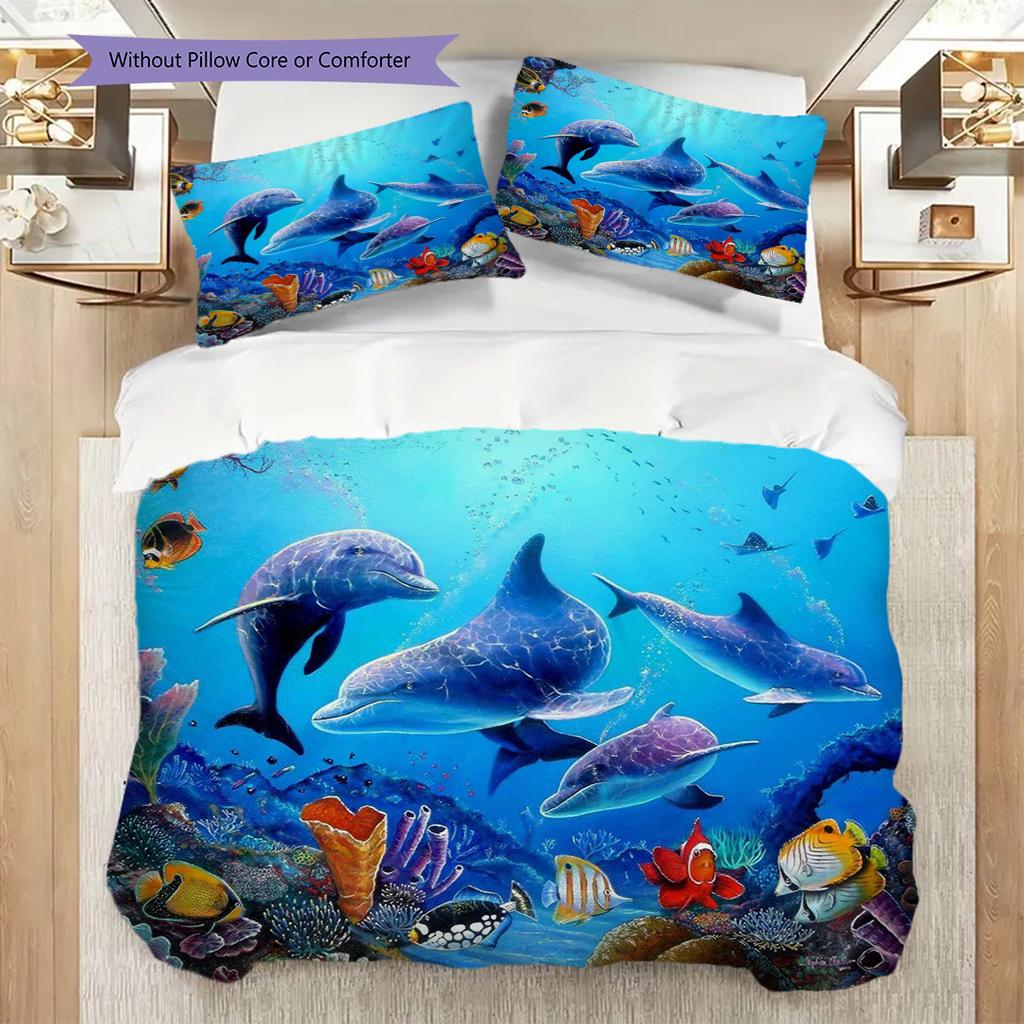 Ocean Life Underwater Scene Bedding 1 Duvet Cover 2 Pillowcase Without Core Bedding Set Christmas Birthday Gift Duvet Cover And Pillowcase