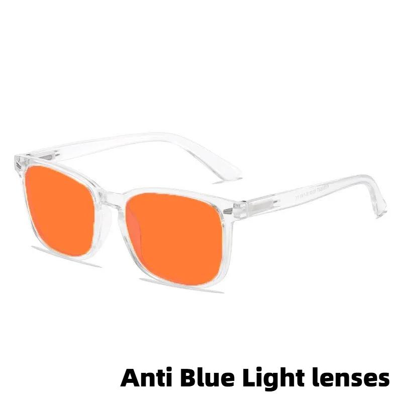 Fashion Square Frame Plain Glasses Orange & Red Lenses Anti Blue Light Glasses Gaming Protective Eyewear Night Driving Goggles