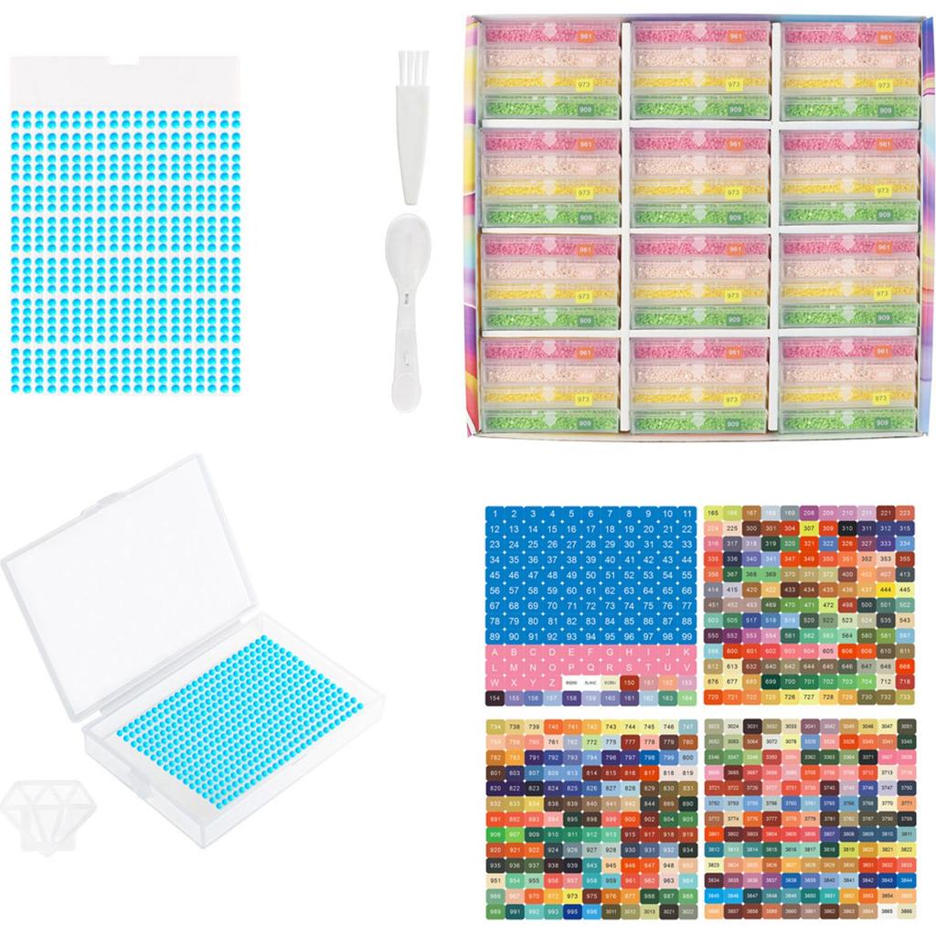 Diamond Art Trays Kits with Spoon & Brush 5D Diamond Painting Art Drawer Box Tray Kit Diamond Painting Storage Containers Trays