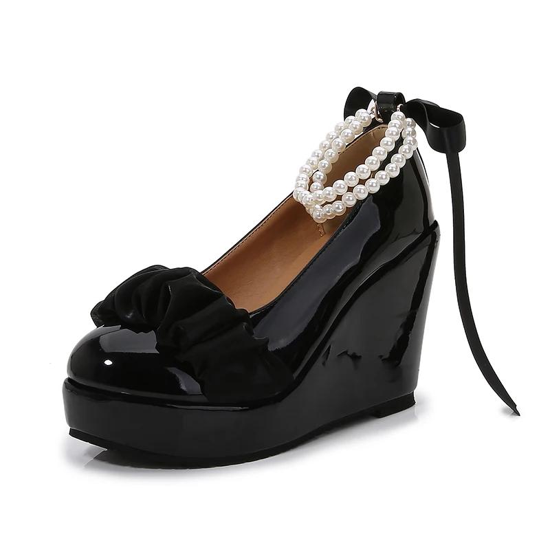 Fashion 15cm 12cm 10cm Sweet High Heel Platform Shoes Wedge Heels Pumps Women Shoes Bride Wedding Rhinestone White Shoes Elegant