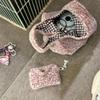 Korean Purple Leopard Print Plush Hand Bag Autumn and Winter New Plaid Commuter Hand Bag Niche Portable Bucket Bag