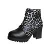 Round Toe Spring/autumn Modern Boots High Heel Square Heel Ladies Shoes On Sale 2025 Fashion Leopard Zip Women's Boots