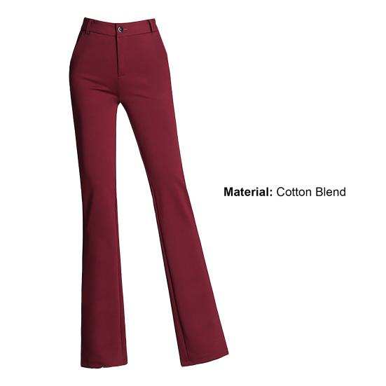 Women Trouser Flared Style High Waist Solid Colors Elastic Formal Long Stretch Office Lady Trouser for Office