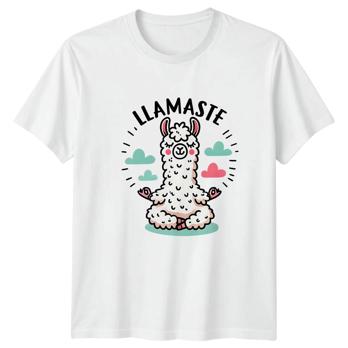 Llamaste Yoga Llama Meditation Cartoon Graphic Funny T-Shirt XXXXL
