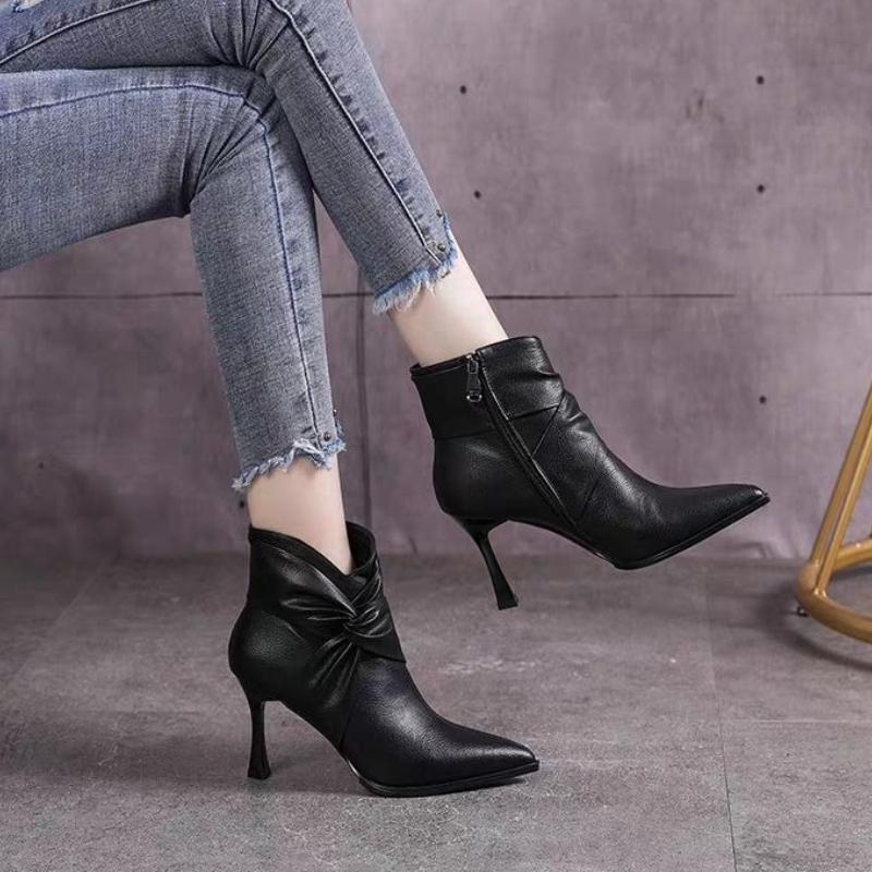 Fashion Booties Retro Style Stiletto Heel Plain Sale Large Size Warm Ankle Boots for Women High Quality Fashion 2025 Woman Short Shoes