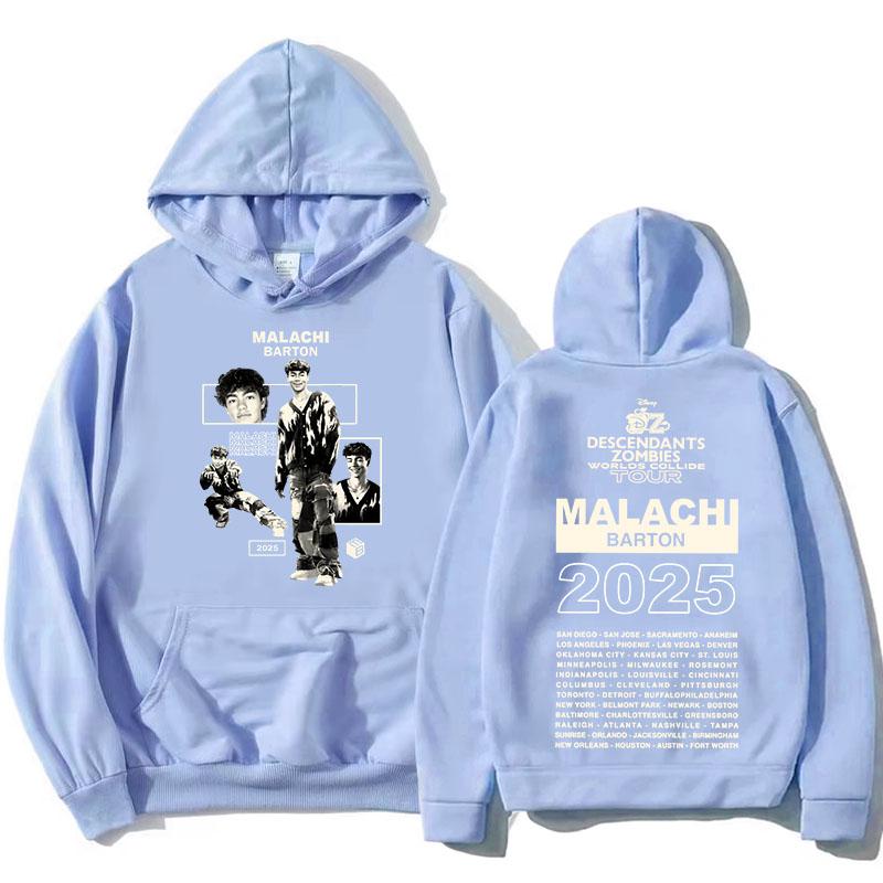 Zzombies Worlds Collide Tour 2025 Hoodies Malachi Barton Actor Graphic Sweatshirts Fashion Long Sleeve Hooded Pullovers Printed