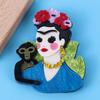 New Acrylic Cute Flower Girl Figure Brooches for Women Fashion Cartoon Artist Lady Brooch Badge Pins Casual Jewelry Accessories