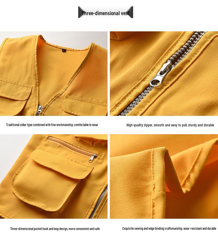 Custom Logo Multi-Pocket Reflective Safety Vest for Photography, Volunteers, and Construction