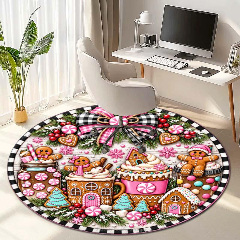Cute cartoon gingerbread man Christmas gift rug home soft decorative anti-slip yoga table and chair mat carpet outdoor floor mat carpet Y1
