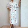 Spring 2026 New Cross-border European and American Foreign Trade Women's Clothing, Fashionable and Casual Printed Lapel Waist Lace-up Dress