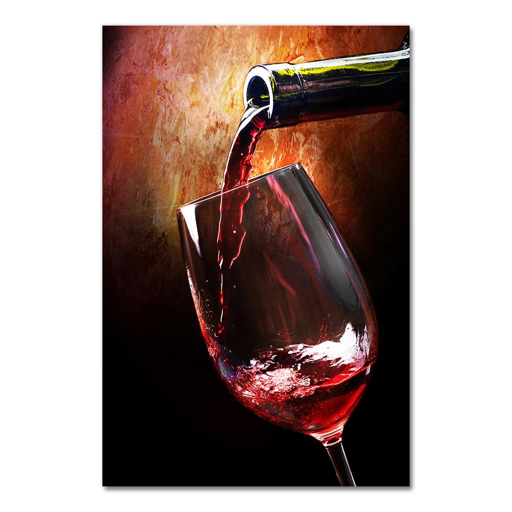 Red Wine Glass Oil Painting Prints Poster Modern Canvas Art Bar Restaurant Kitchen Wall Decoration Dinning Living Room Decor