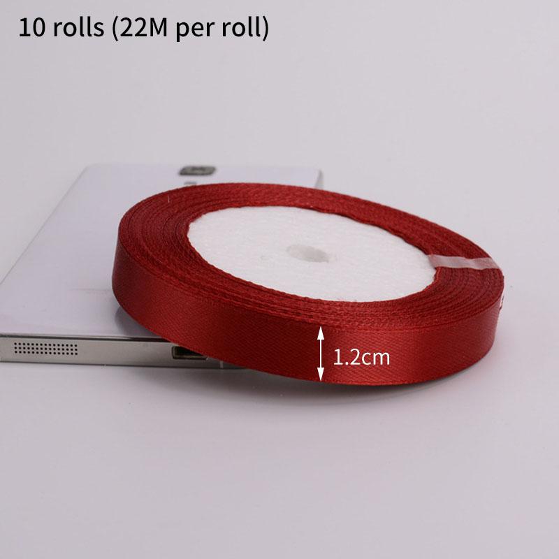 10rolls Single Face Satin Ribbon Bright Red 24 Yards Wholesale DIY Supplies Gift Wrapping Christmas Apparel Sewing Fabric Ribbon