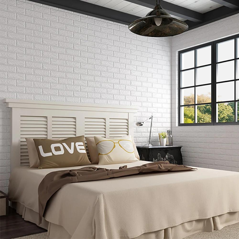 70cmx5m 3D Self-Adhesive Wallpaper Continuous Brick Wall Stickers Living Room Children's Room Decoration