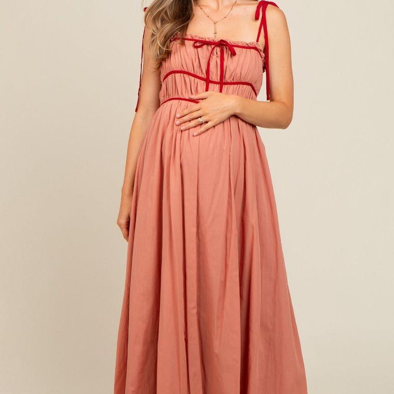 

2025 Hot Dress All-Match Lace-up Pure Long dress Backless Sexy Slimming Waist Hugging Color U Collar Long Hanging Red L