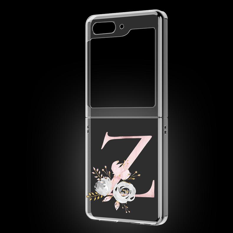 

Черный, розовое золото, 26 розовых букв, прозрачный чехол для телефона Samsung Galaxy Z Flip 5 3 4, складной чехол для Samsung Z Flip3 Flip4, чехол Samsung Z Flip 5