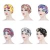 Women Headwrap Flower Print Braid Lady Stretchy No Brim Indian Hat for Four Seasons