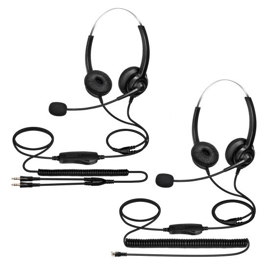 H300D Telephone Headset Lossless Noise Reduction Breathable 3.5mm RJ9 Call Center Communication Binaural Headphone for Truck Driver Office