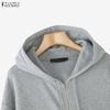 ZANZEA Women Hooded Casual Long Sleeve Zipper Sweatshirt Outwear