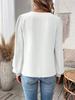 2024 Women's V-Neck Lace Solid Color Long-Sleeve Casual Top for Autumn and Winter.