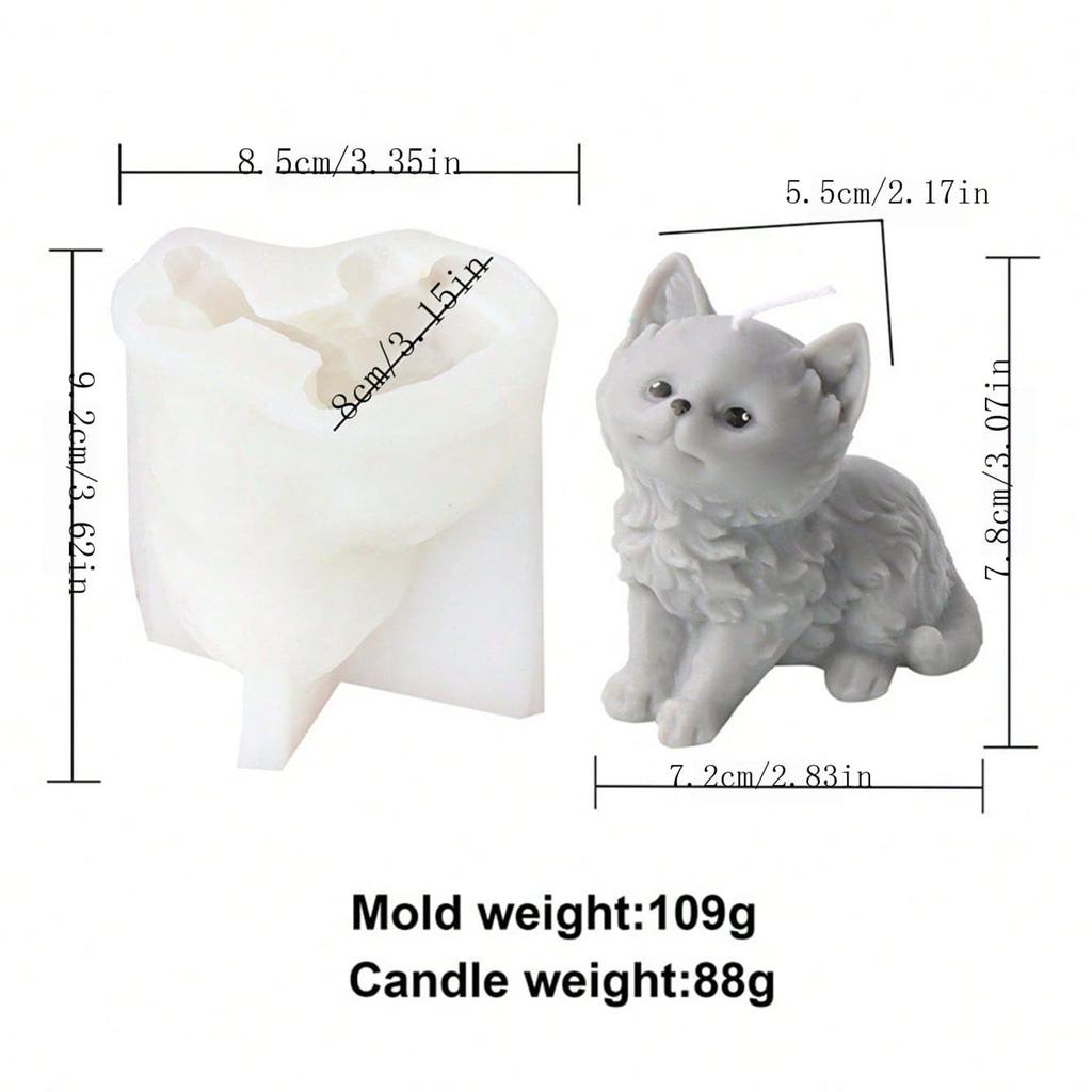 Cute 3D Smile Sitting Cat Silicone Candle Mold Cap Bear Soap Resin Mould Kitten Plaster Resin Crafts Molds Diy Chocolate Ice Cub