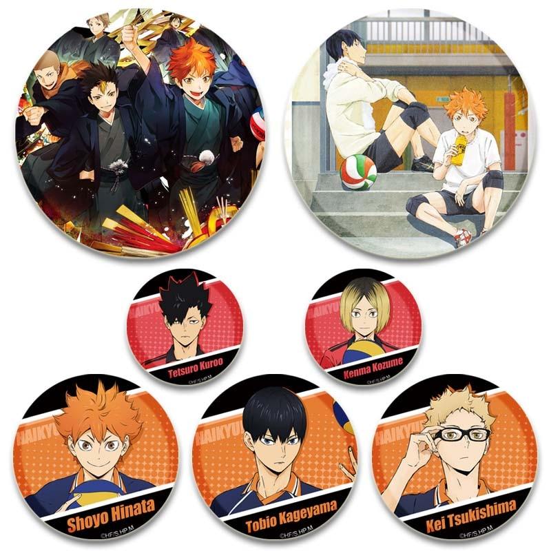 

5.8cm Fans Collection Comic Figure Cosplay Lapel Pins Anime Haikyuu Coin Brooches Women Fashion Jewelry Clothes Accessory Gifts