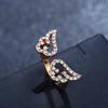 Stylish Korean Open Ring with Zirconium Diamond, Pearl, and Four-Leaf Clover Design
