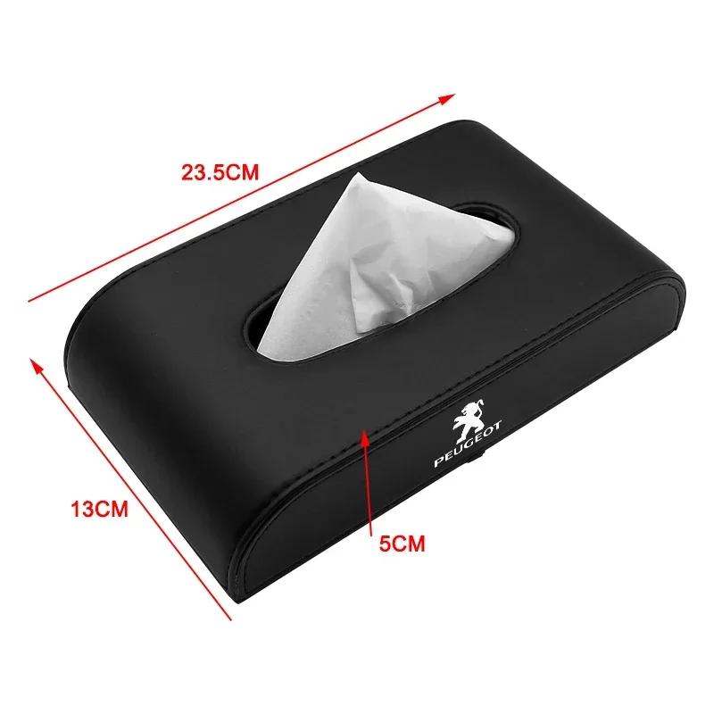 Car Sticker 1pcs Car Tissue Box Holder Armrest Box Storage Case For Peugeot 206 207 307 3008 2008 308 407 408 508 301 208  Auto