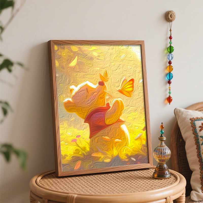 Disney Winnie the Pooh oil painting painting art cute bear butterfly handmade diy painting home decoration gift