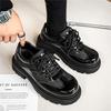 Herfst nieuw dikke zool verhoogd slijtvast buitensport vrijetijdsschoenen zwart leer