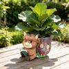 Highland Cow Planter Pot Cute Animal Resin Flower Pot with Drainage Hole Small Scottish Cow Planter for Boho Home Desk Patio Decor