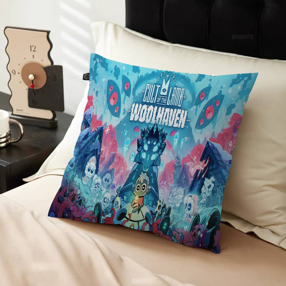 Video Game C-Cult of The Lamb Pillow Cover for Bedroom Room and Living Room Sofa Decorative Cushion Cover