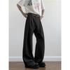 Gray High-end Suit Pants Are Popular for Men To Wear In Autumn. Suit Pants Are Loose Straight Wide-leg Drape Casual Pants.