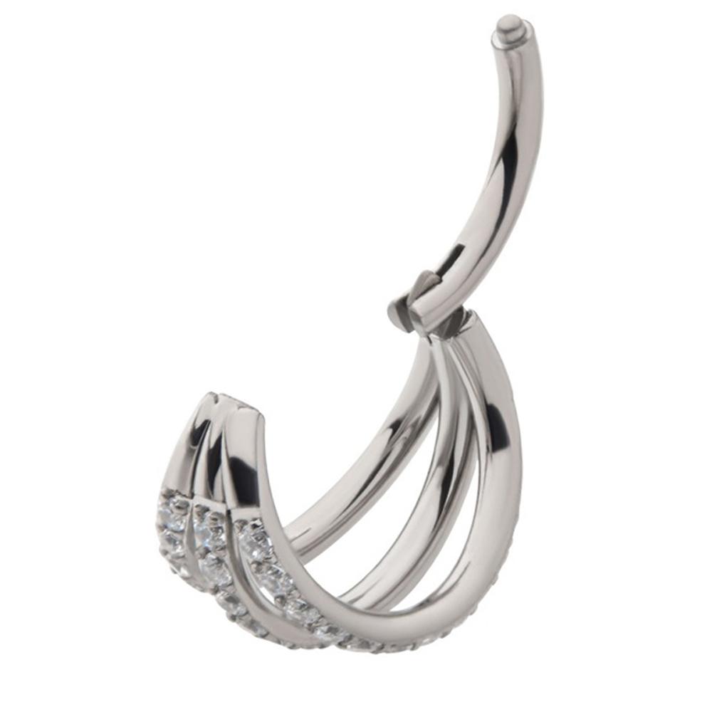Anillo de Nariz Clicker de Titanio G23 Cartílago de Oreja Tragus Helix Daith Pendientes Redondos Aro CZ 16G Segmento con Bisagra Joyería para Piercing Corporal