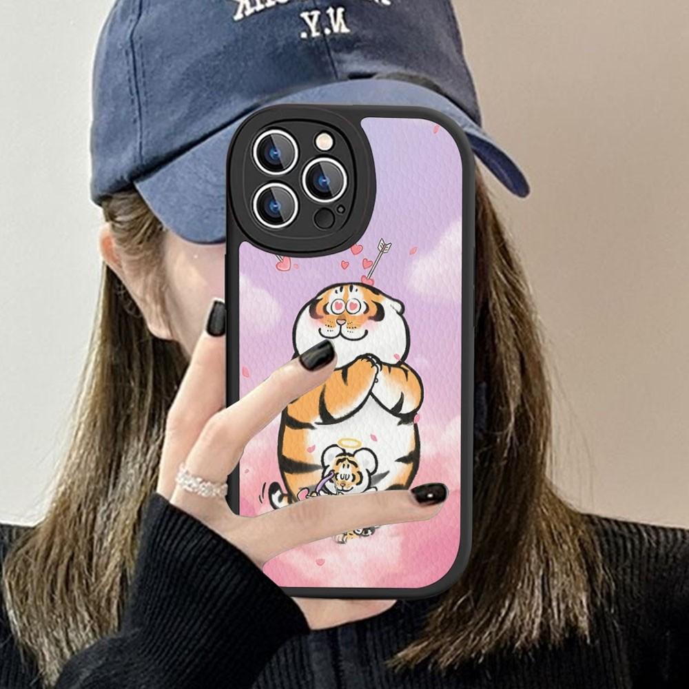 

cute Fat Tiger Phone Case Hard Leather For iPhone 14 13 12 Mini 11 14 Pro Max Xs X Xr 7 8 Plus Fundas iphone 13pro