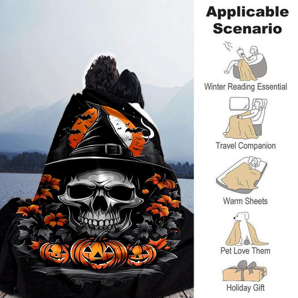 1pc Halloween pumpkin Throw Blanket Soft Flannel, Cozy All Season Polyester Perfect for Home, Office