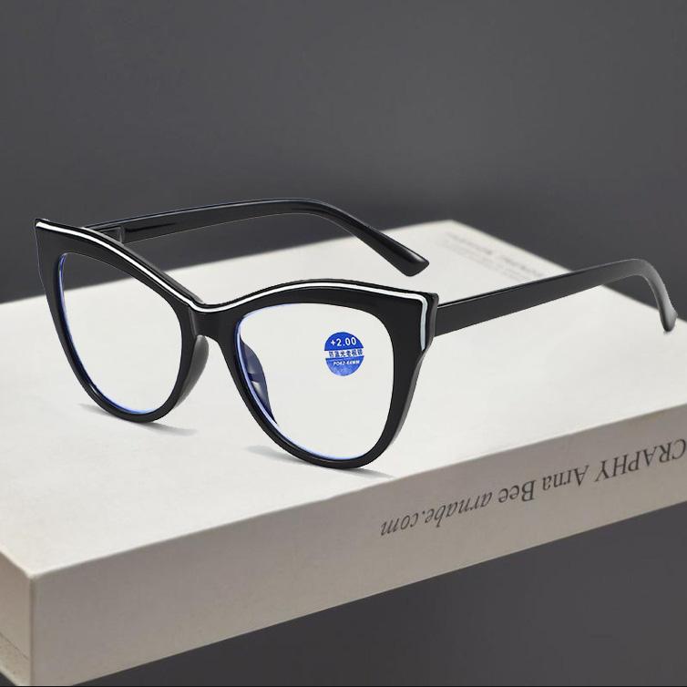 New Cat Eye Anti Blue Light Reading Glasses Fashionable PC Butterfly Frame Presbyopia Glasses for Women