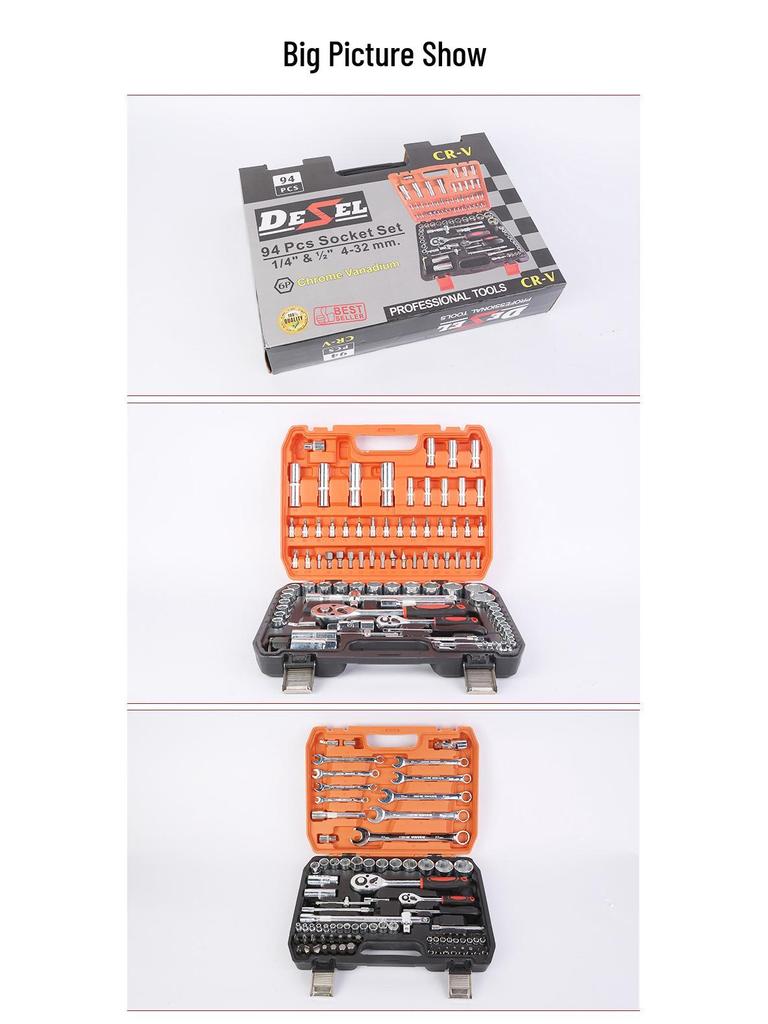 Auto Repair Socket Wrench Set for Motorcycle & Vehicle - 94 Pieces