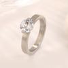 1 Carat Shiny Crystal Ring For Wedding Titanium Steel Top Quality Gold Color Jewelry Love Gift Woman Ring