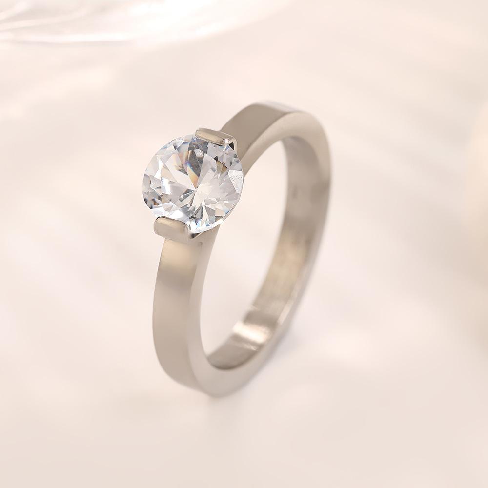Luxury Shinny Zircon Ring Women Minimalist Trendy Stainless Steel Gold Color Rings Zircon Wedding Bnad Gift Wholesale 6