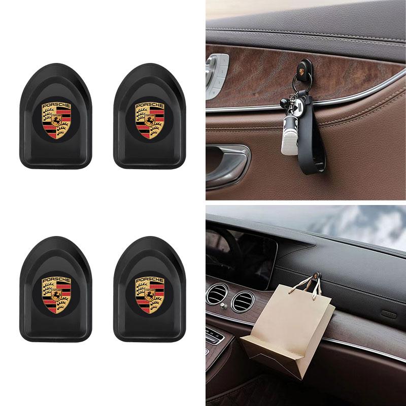 

Mini Car Hooks Black Self Adhesive Invisible Hooks Interior Storage Holder For Porsche Boxster Cayenne Panamera Macan Cayman 911 918 996 917 991 2Pcs