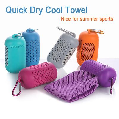 Tragbares kühles Handtuch, schnelltrocknend, 30 x 90 cm, bunte kleine Silikontasche, Sommer-Schnellkühlhandtuch für Damen und Herren, Sport im Freien
