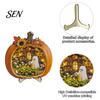 Solid Wood Autumn Home Accents Halloween Ghost Pumpkin Tabletop Sign, Wooden House with Mini Tiered Tray Ornaments Scene, Fall Harvest Desktop