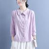 Women Solid Color Loose Long Sleeve Versatile Casual Polo Shirt