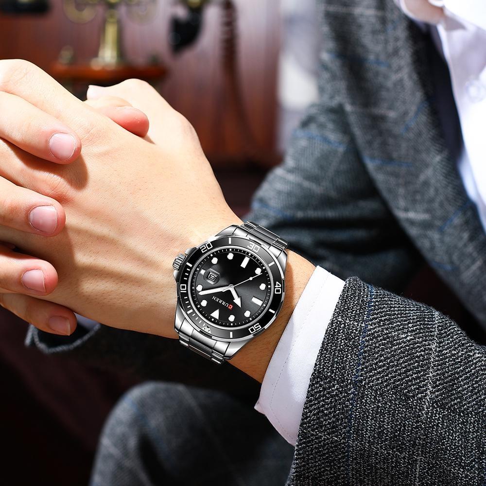 CURREN New Fashion Business Mens Wristwatches Green Clock Male Quartz Stainless Steel Watches Reloj Hombre Herrenuhr