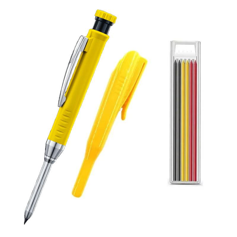 Woodworking Mechanical Pencil, 2.8mm Solid Lead with Protective Cap, Deep Hole Marking Tool for Architects & Carpenters
